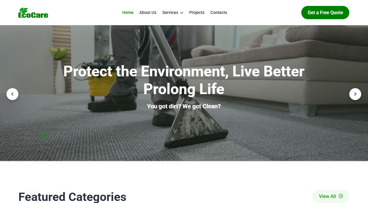 Ecocare Cleaning Service Website